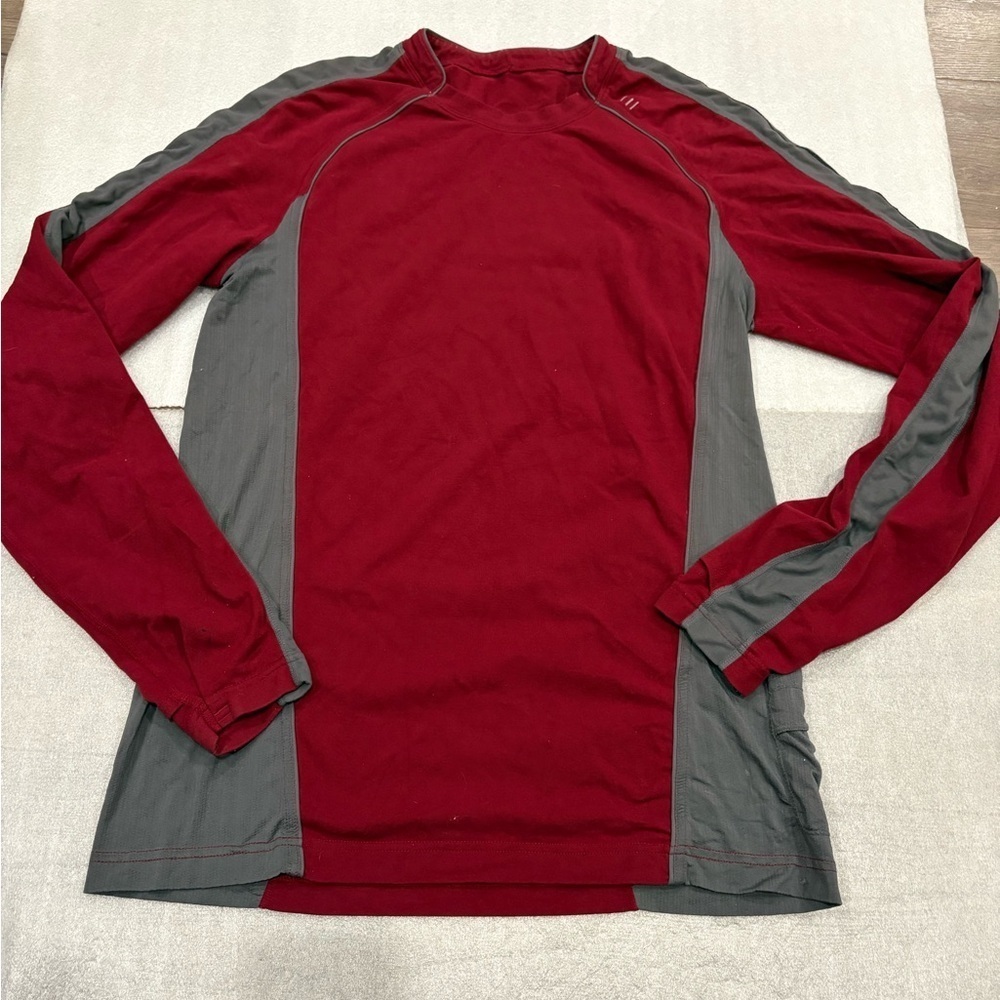 Lululemon Red and Gray Long Sleeve Athletic Shirt